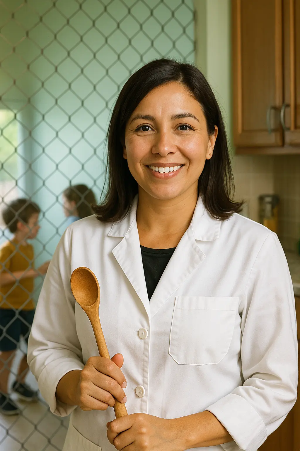 Olivia Martinez smiling with a spoon.