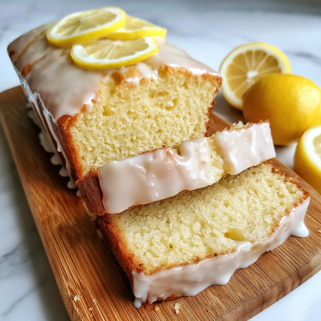 A slice of lemon loaf cake.
