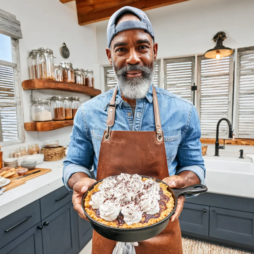 Marcus Jackson holding a pie.