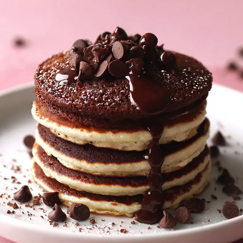 A stack of chocolate chip pancakes.