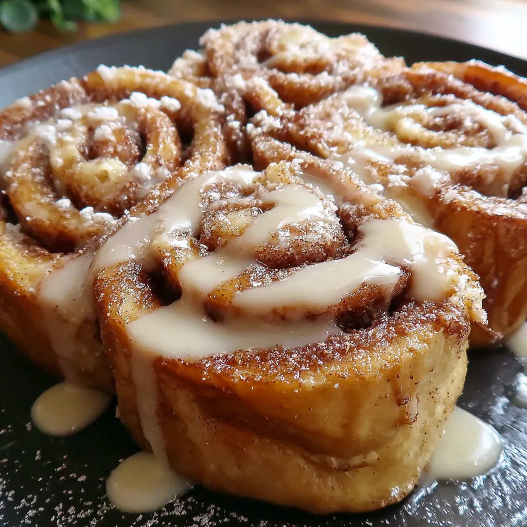 A plate of cinnamon rolls with powdered sugar on top.