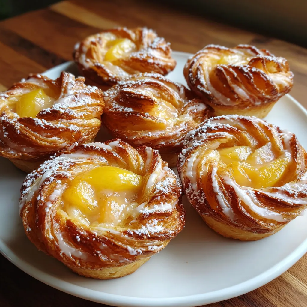 A plate of peach pie cruffins.