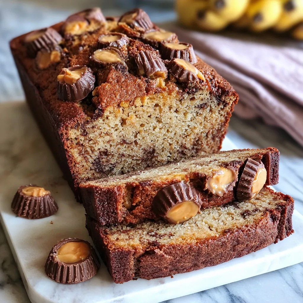 A slice of Reeses Peanut Butter Banana Bread.