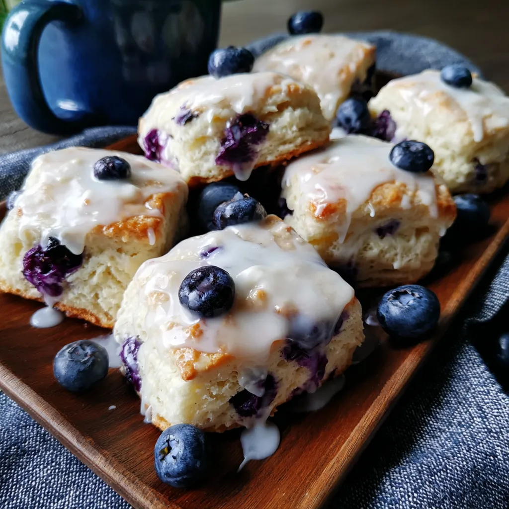 A plate of blueberry butter swim biscuits.