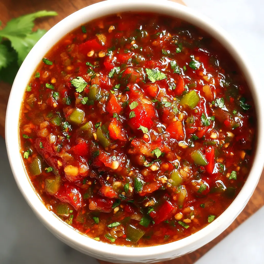A bowl of chili de Árbol salsa.