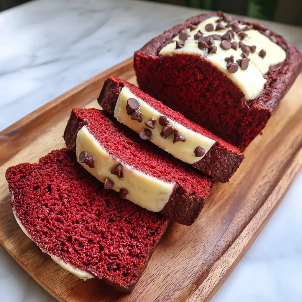 A slice of red velvet banana bread.