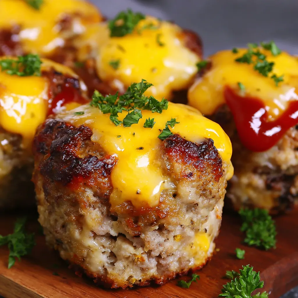 A plate of cheesy stuffed meatloaf bites.