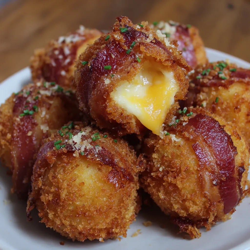 Mashed potato bacon bombs on a plate.