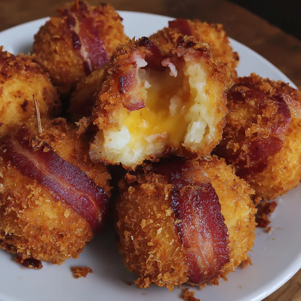 A plate of mashed potato bacon bombs.