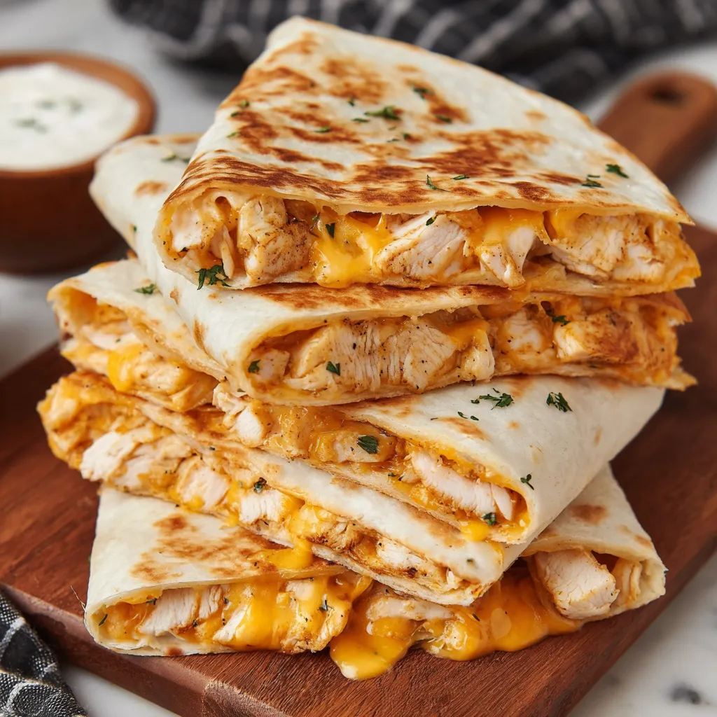 A stack of chicken quesadillas.