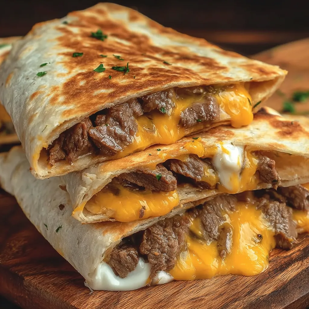 A Taco Bell steak quesadilla with cheese and sour cream.