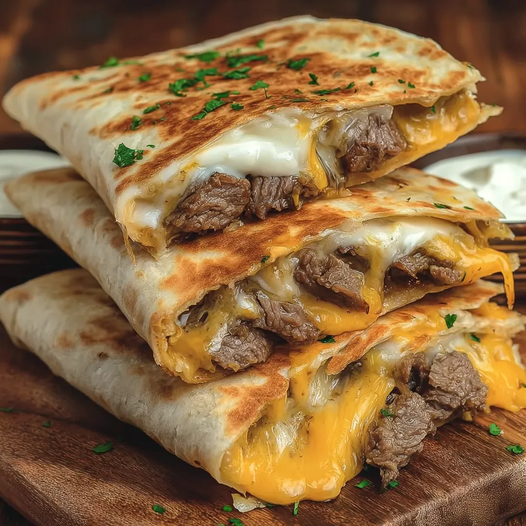 A Taco Bell steak quesadilla with cheese and green onions.