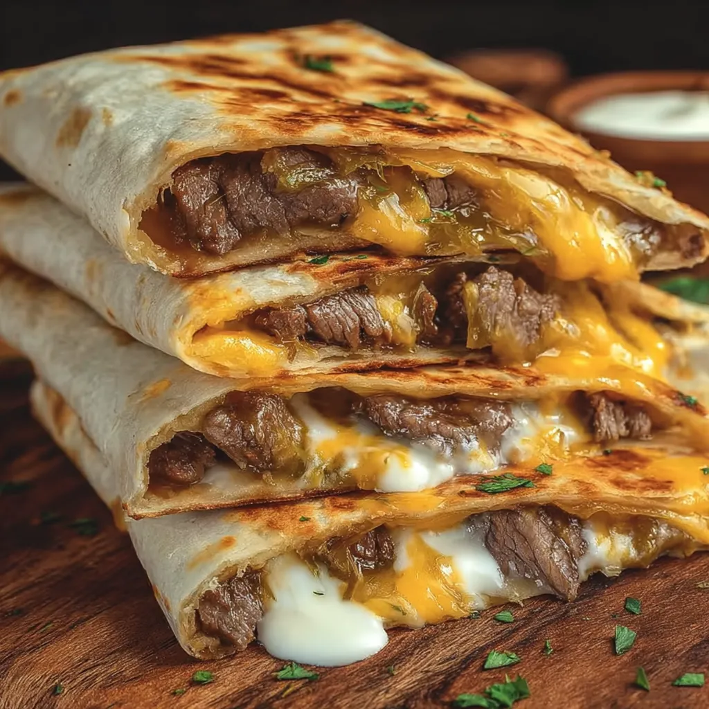 A stack of Taco Bell steak quesadillas.