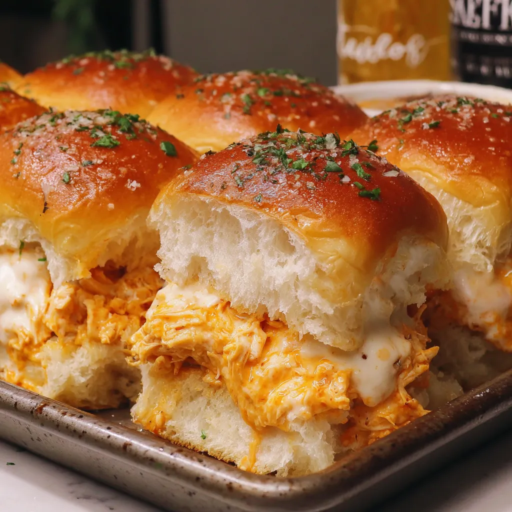 A tray of Buffalo Chicken Sliders.