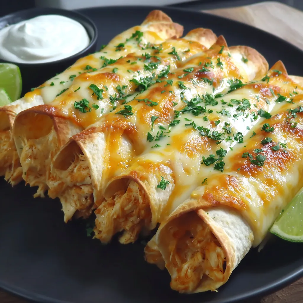 A plate of baked cream cheese chicken taquitos.