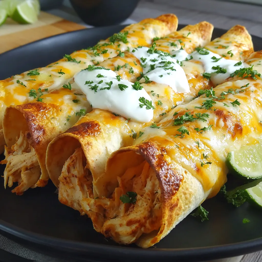 A plate of baked cream cheese chicken taquitos.