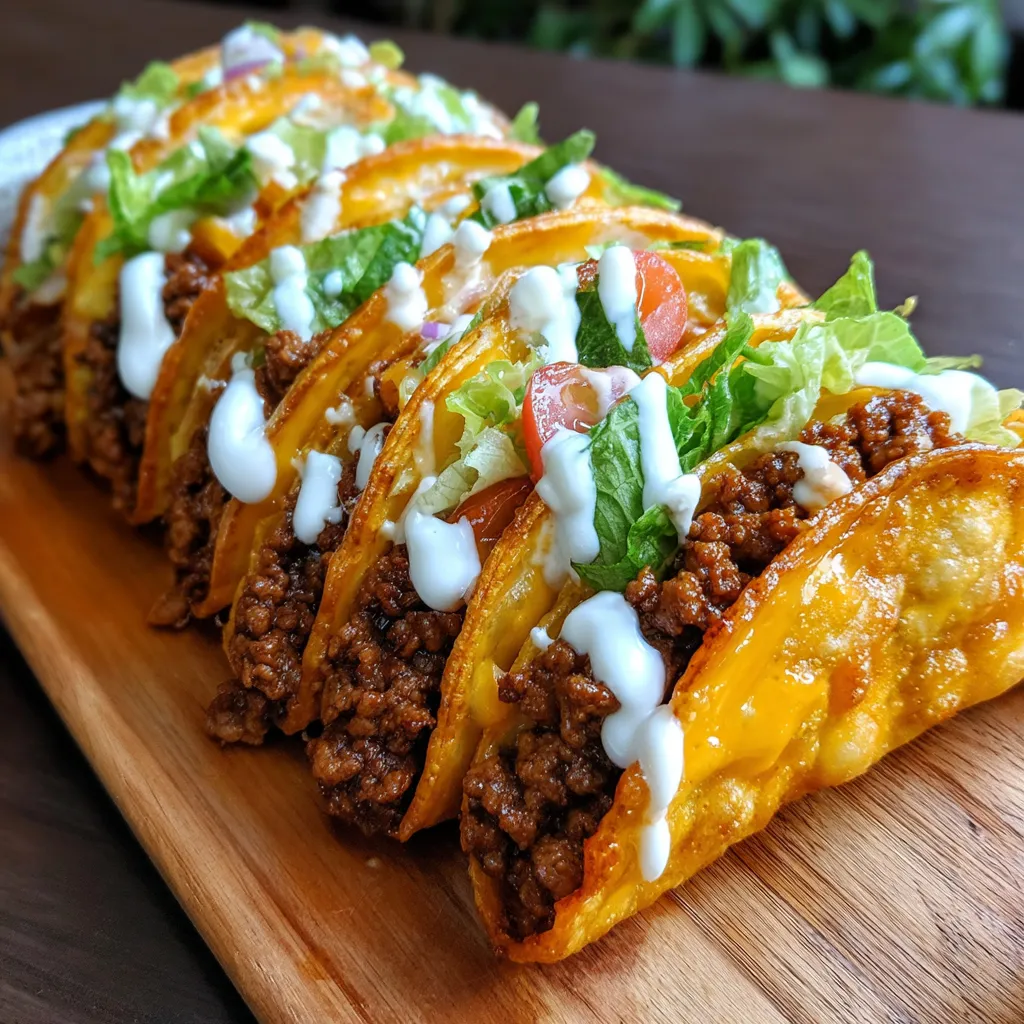 A plate of loaded cheesy pocket tacos.