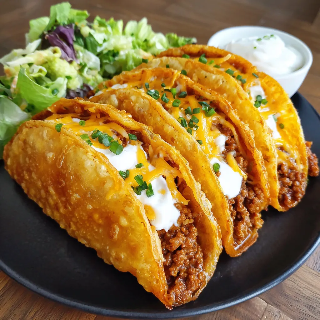 A plate of loaded cheesy pocket tacos.