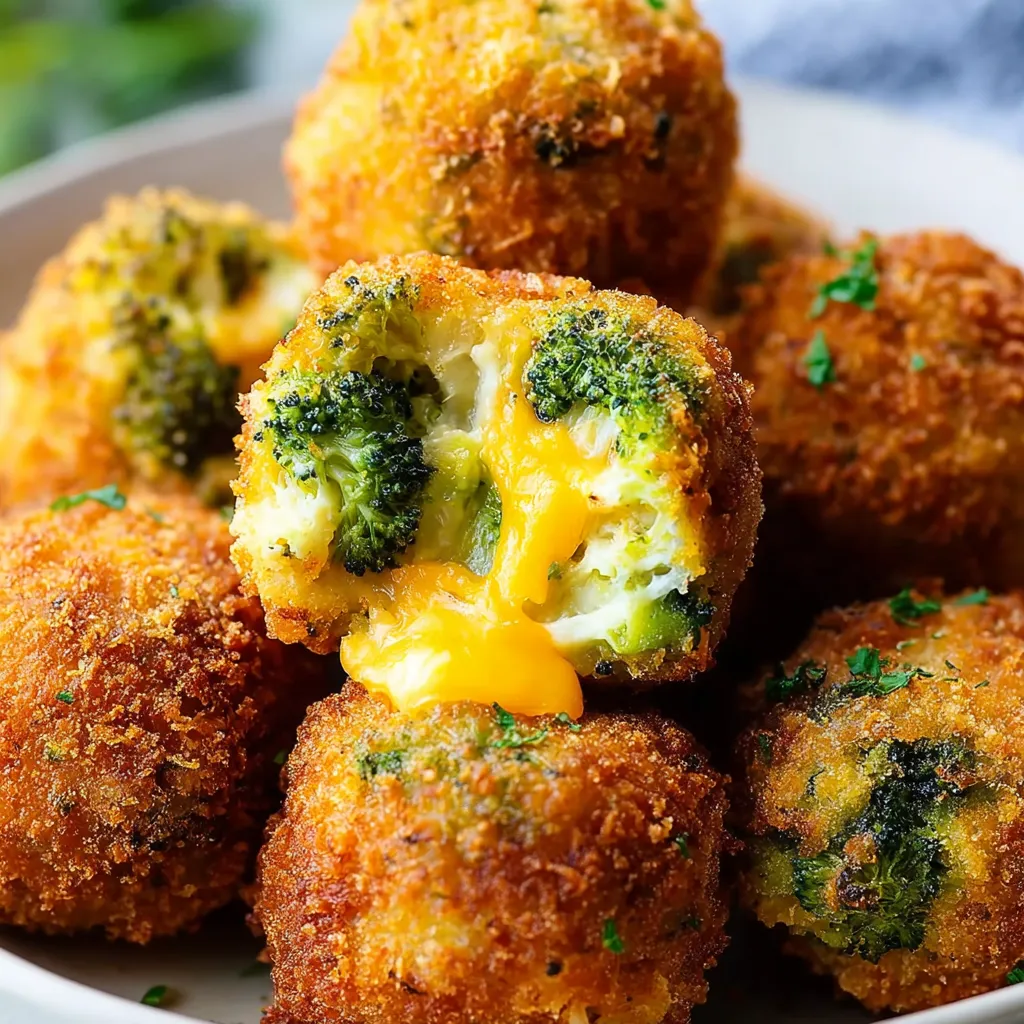 A plate of broccoli cheese balls.