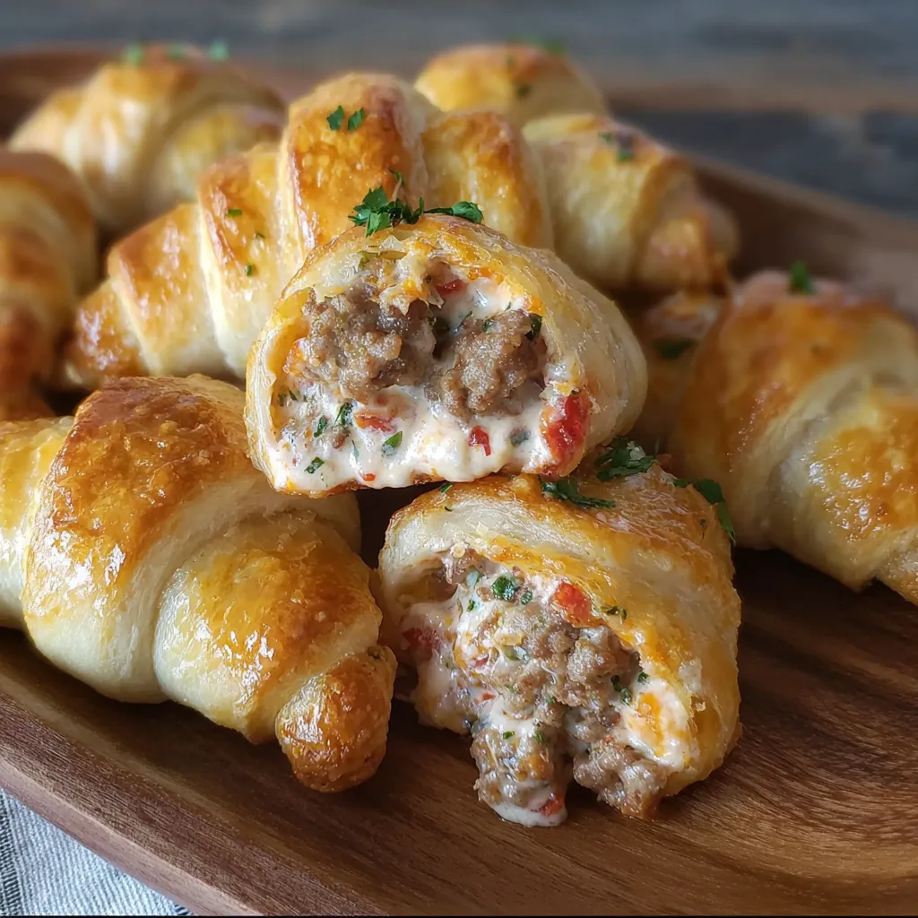 Sausage, Rotel & Cream Cheese Crescent Rolls.