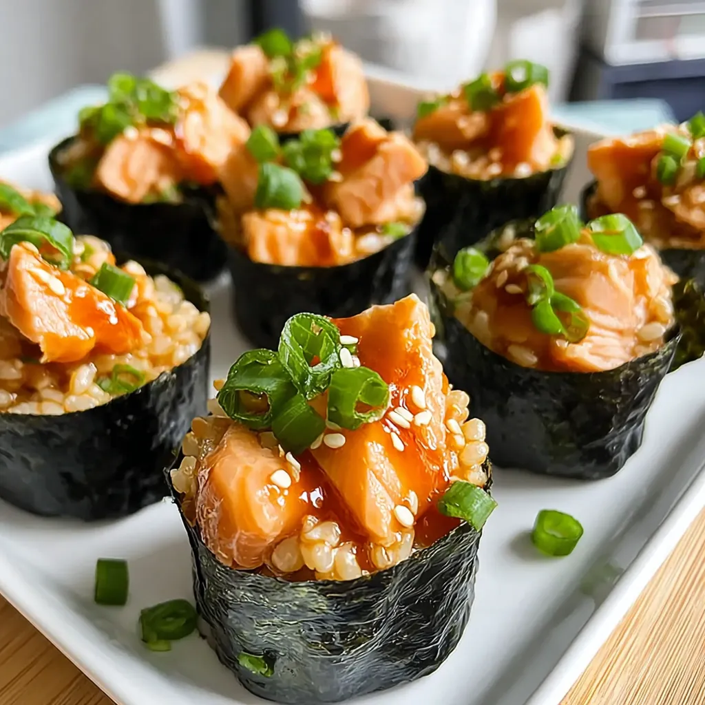 A plate of sushi with rice and meat.
