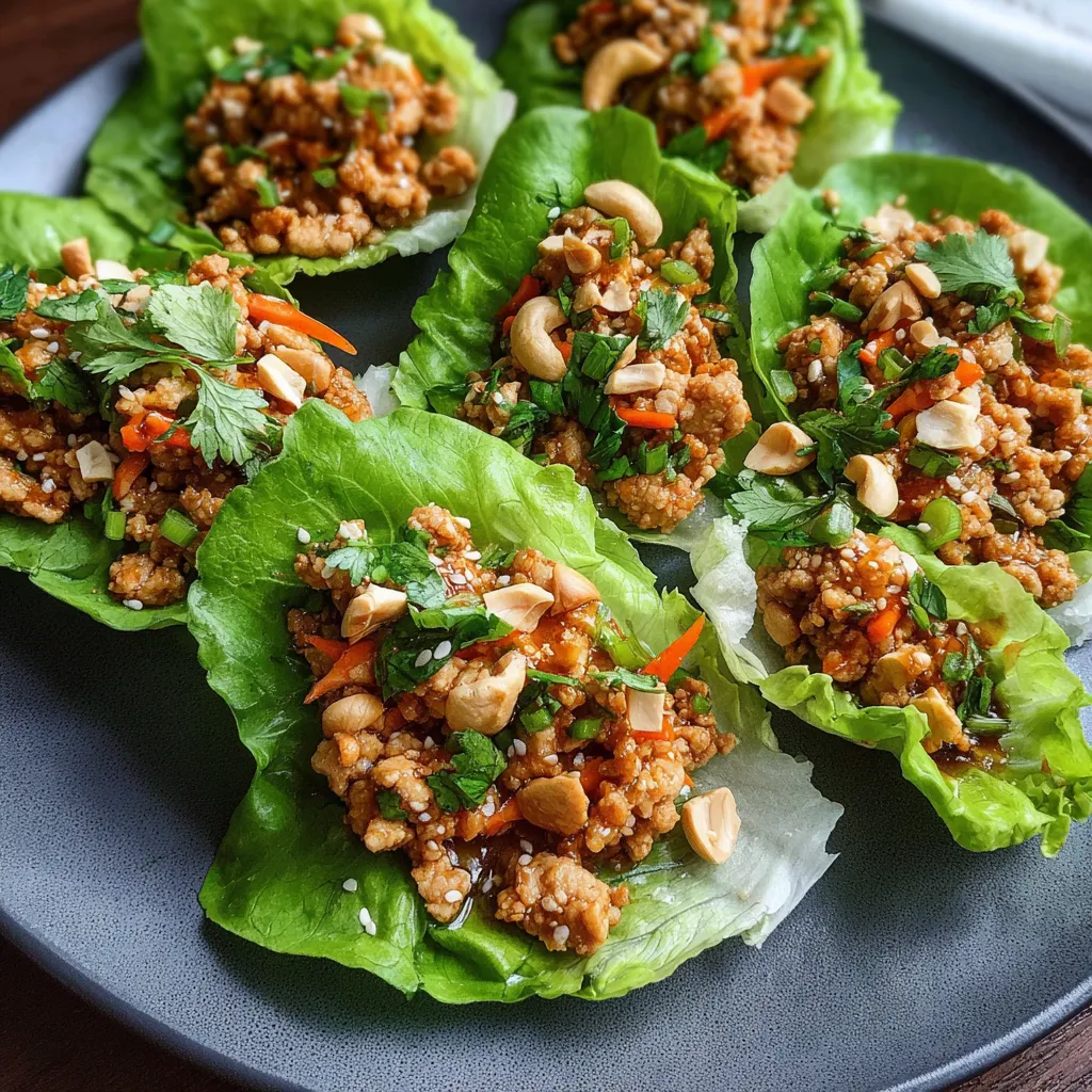 A plate of Thai chicken lettuce wraps.