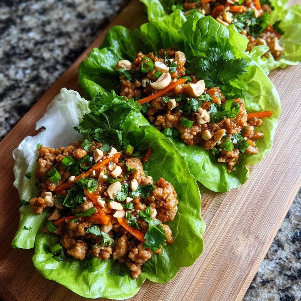 A plate of Thai chicken lettuce wraps.
