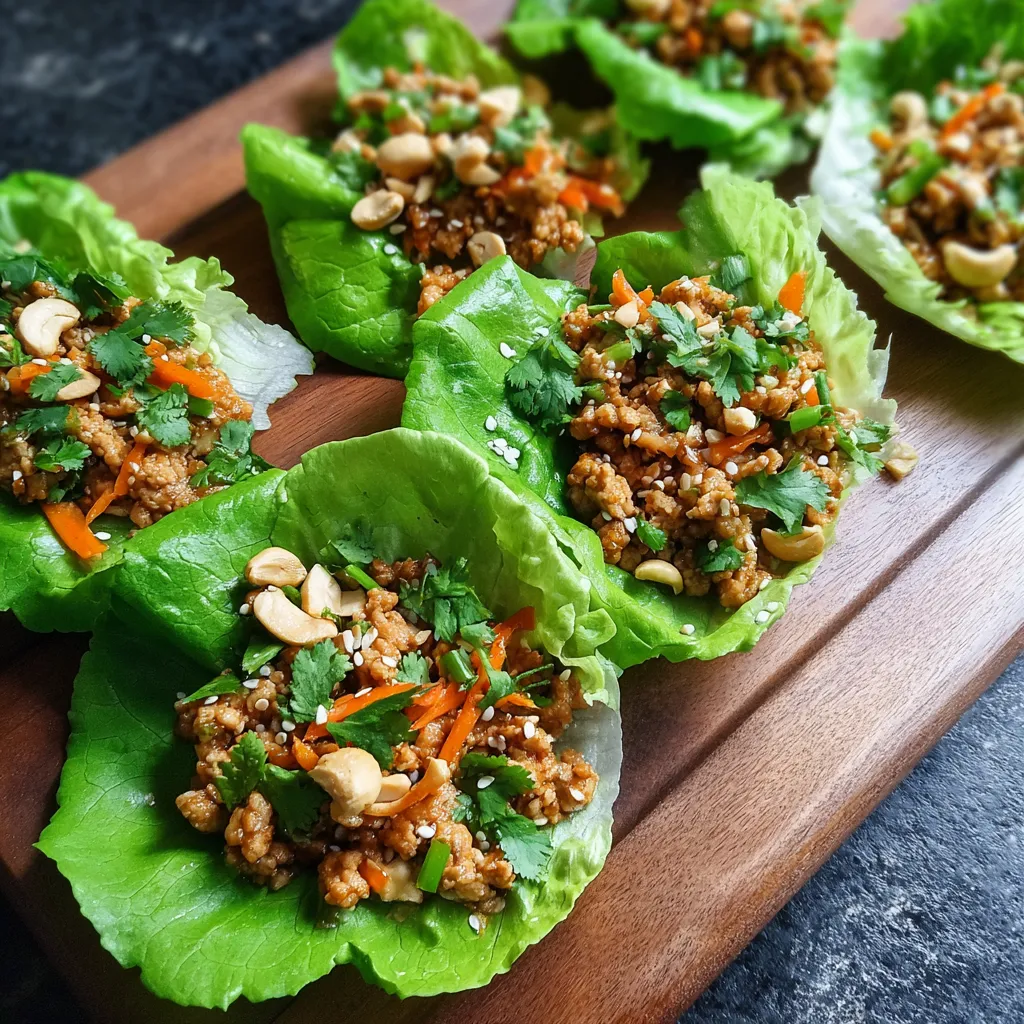 A plate of Thai chicken lettuce wraps.
