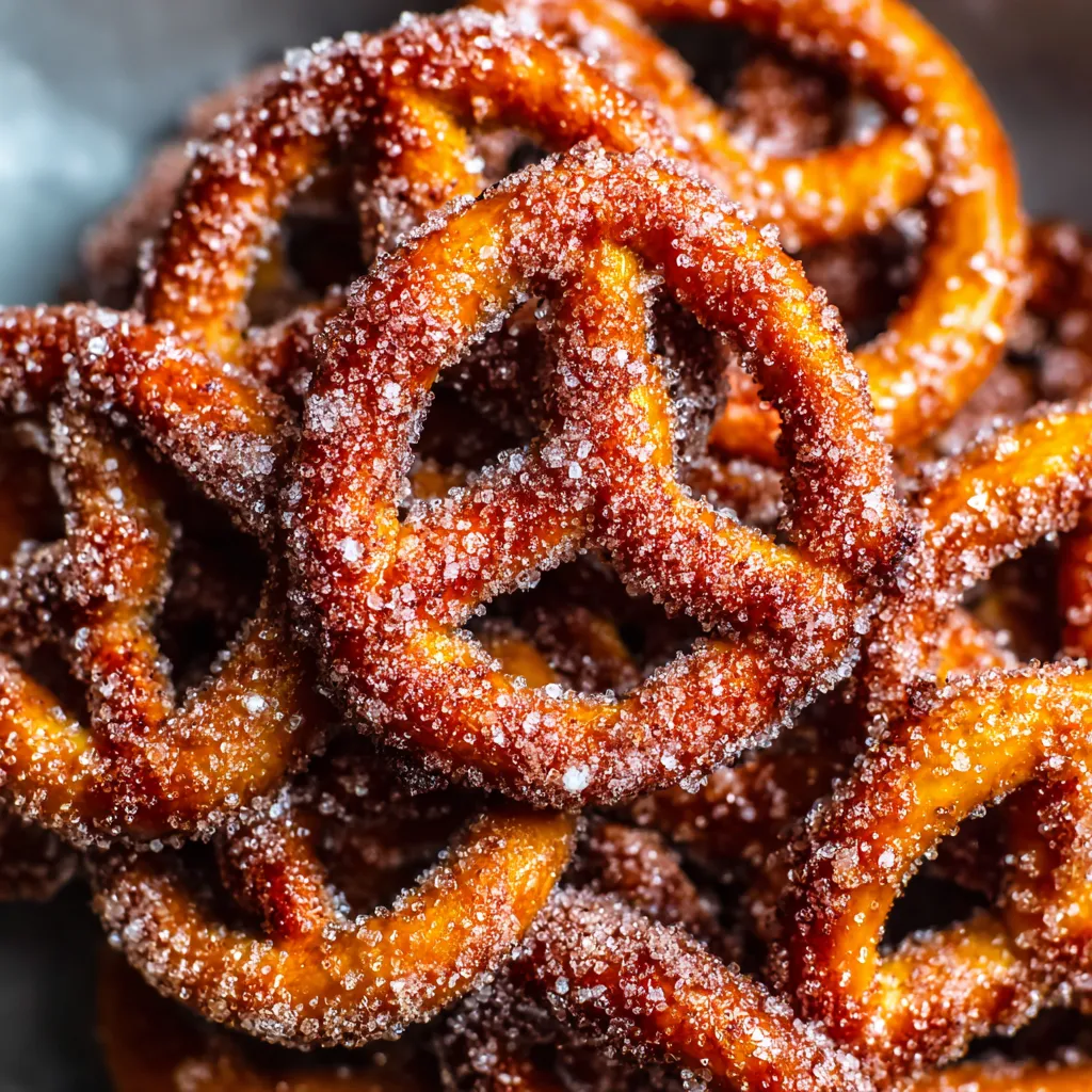 A pile of cinnamon sugar pretzels.
