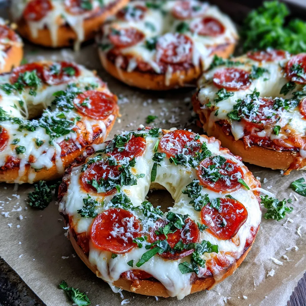 A pizza bagel with pepperoni and cheese.
