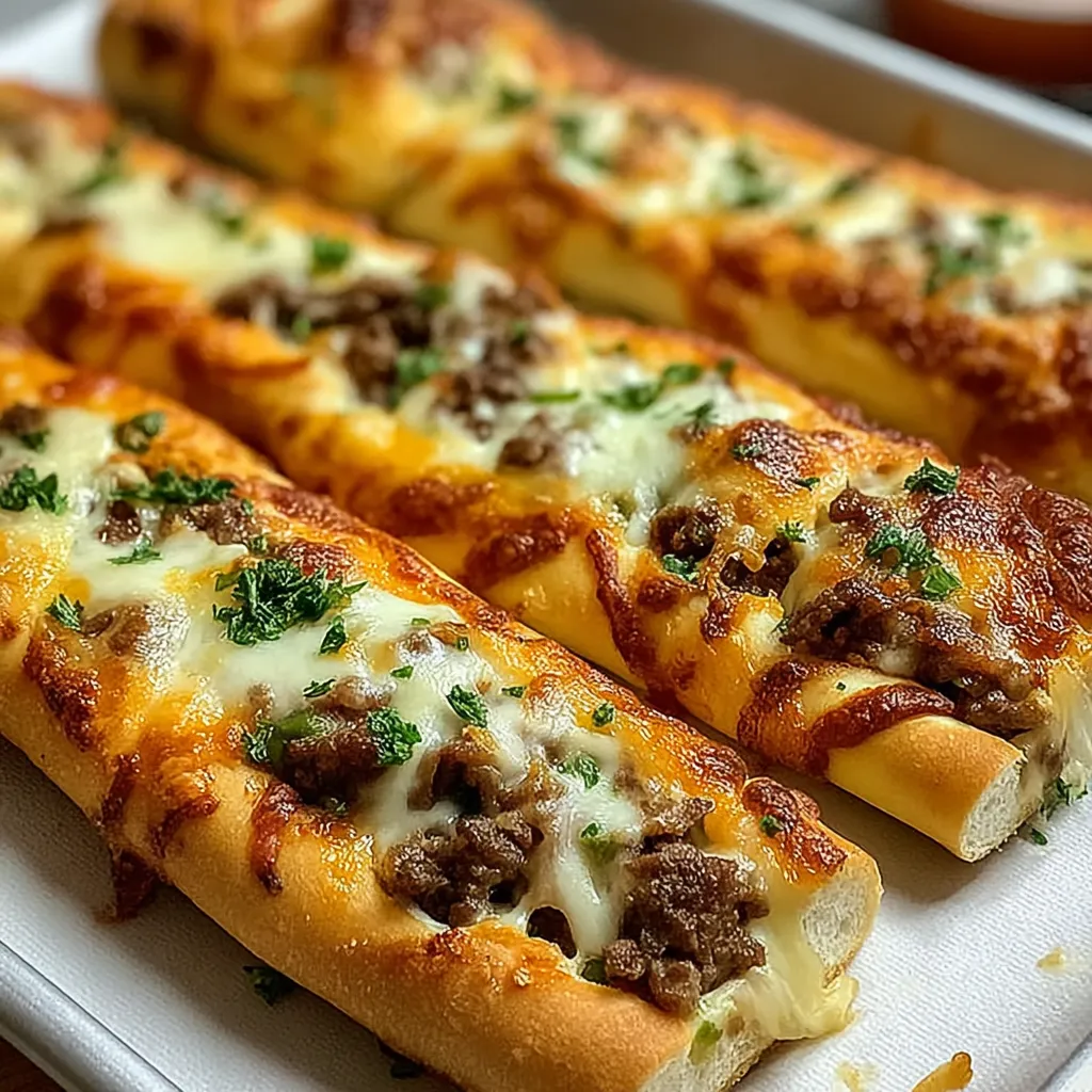 A plate of cheesy breadsticks.