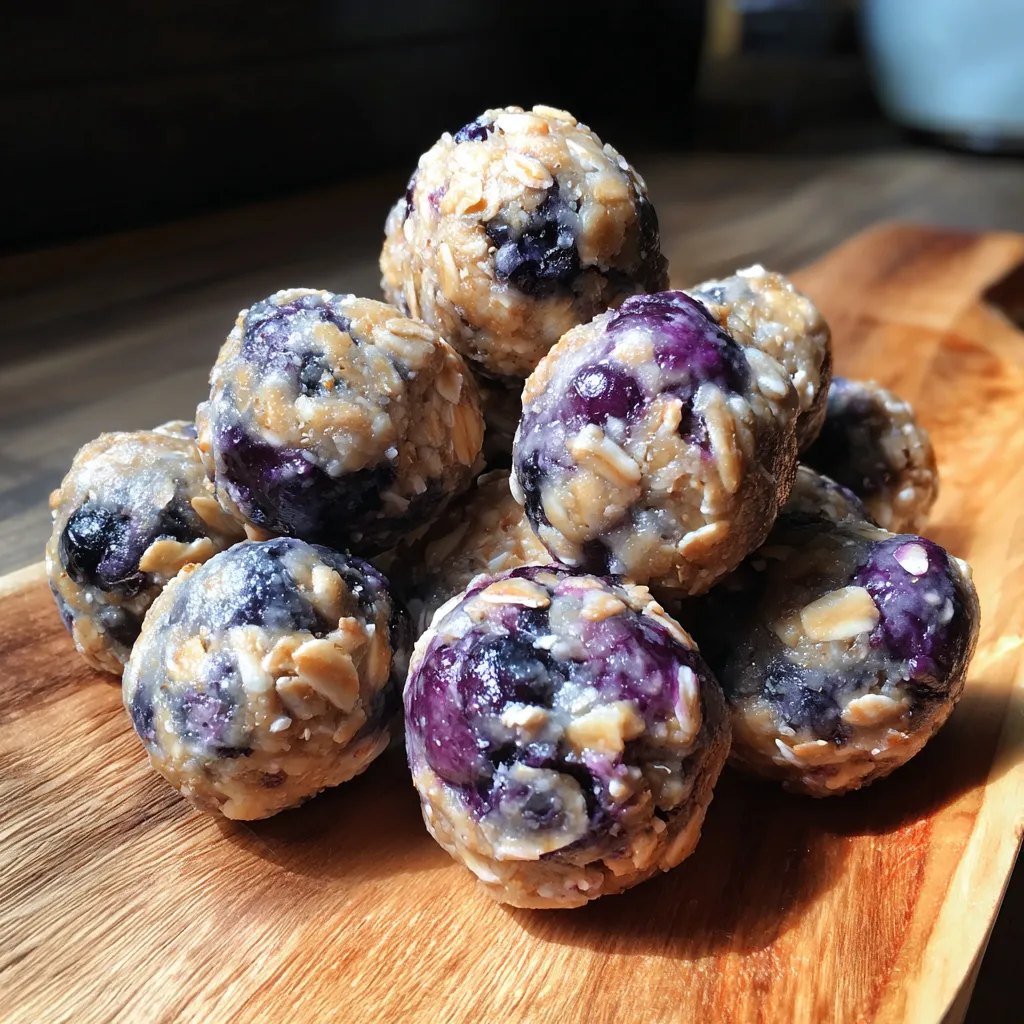 A stack of blueberry protein bites.