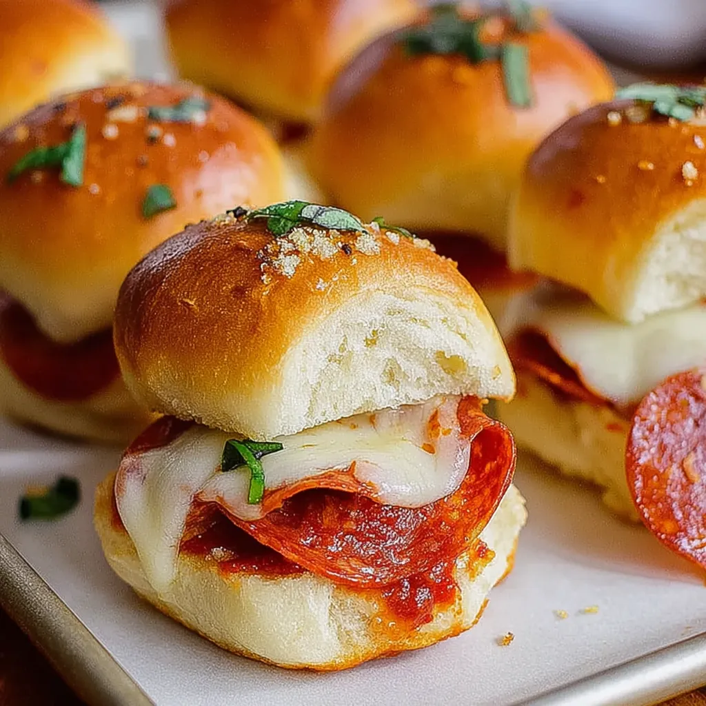 A plate of pepperoni pizza sliders.