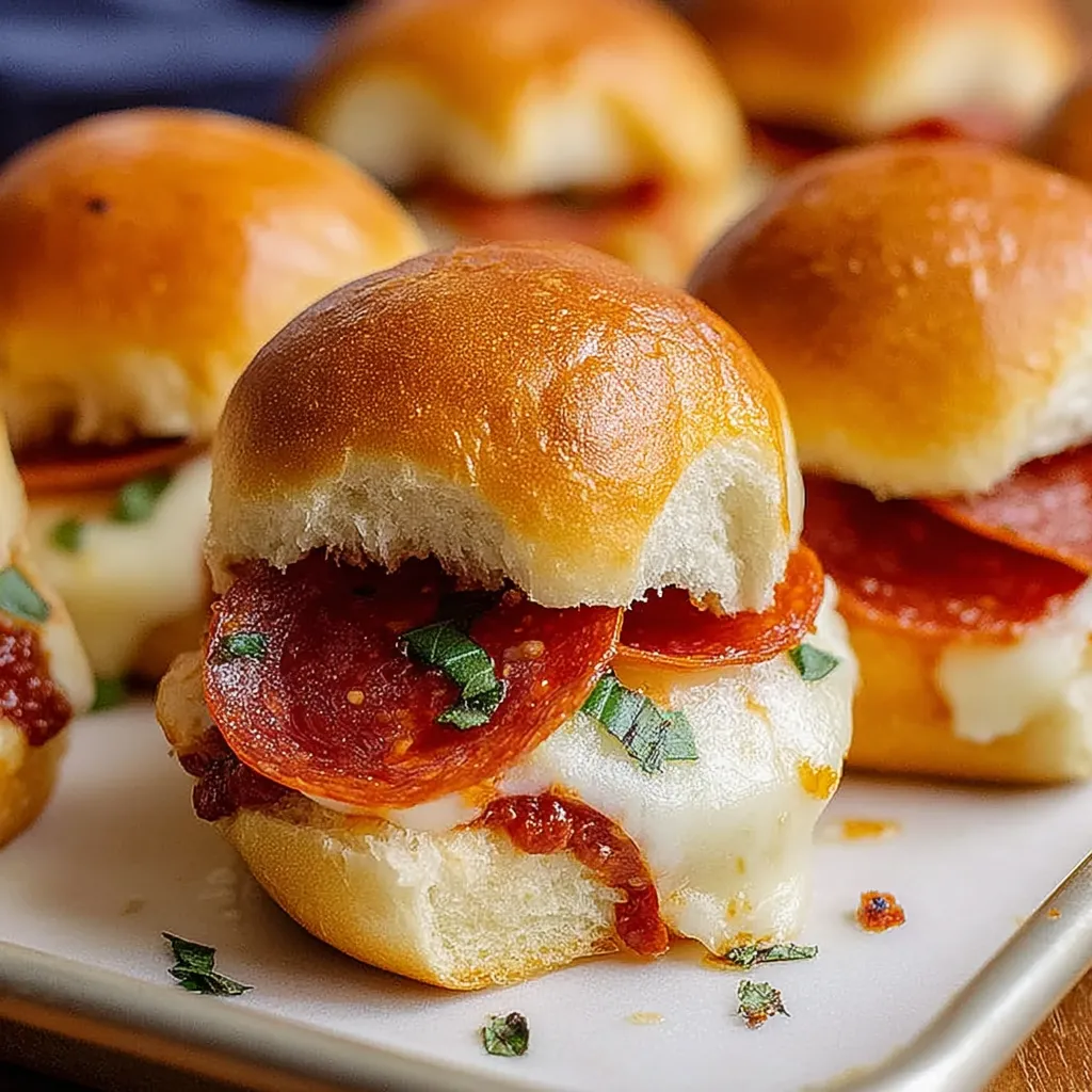 A plate of pepperoni pizza sliders.