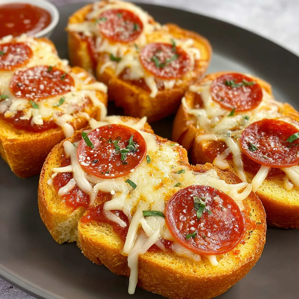 A slice of garlic bread pizza with cheese and pepperoni.