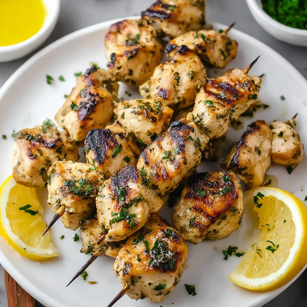 Lemon Herb Chicken Skewers.