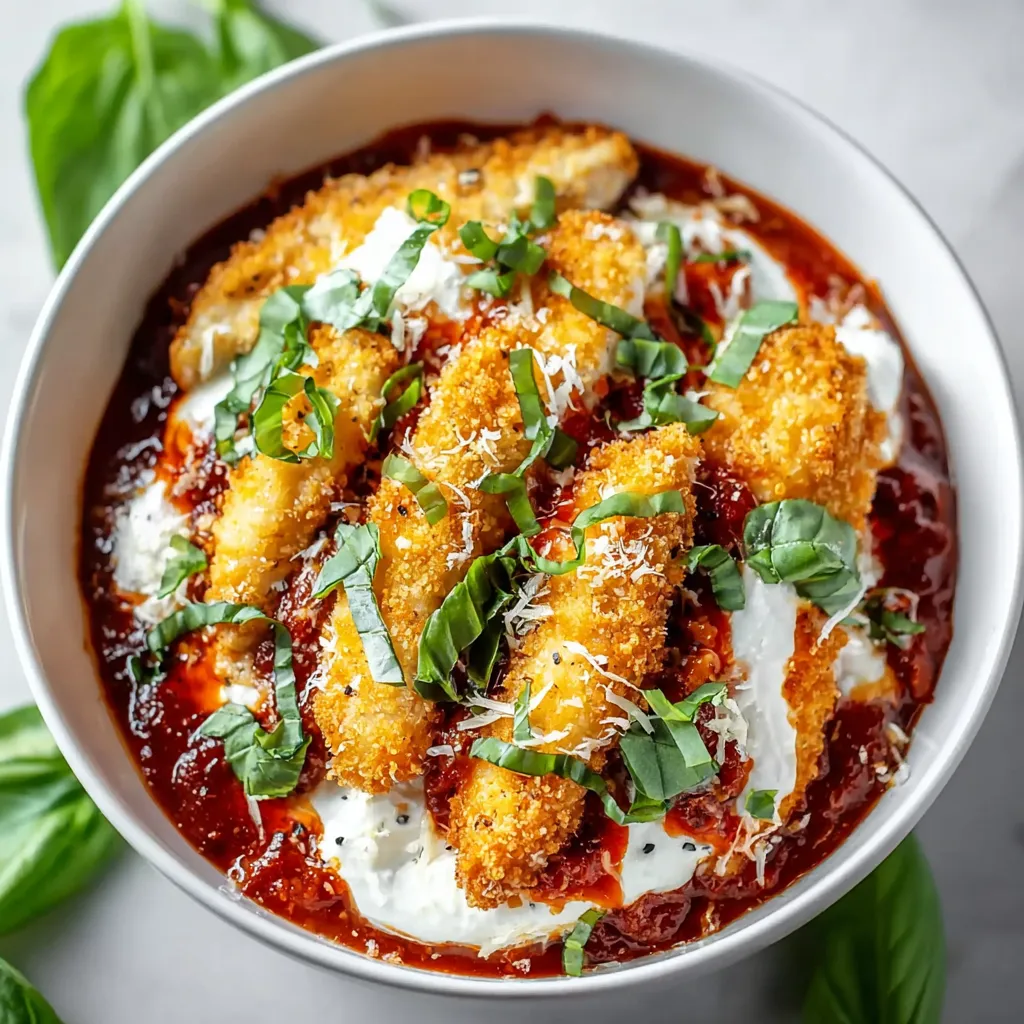 A bowl of chicken parm cottage cheese.
