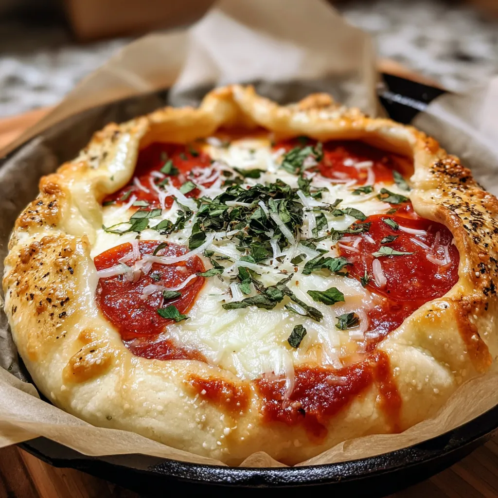 A close up of a stuffed brie cheese pizza.