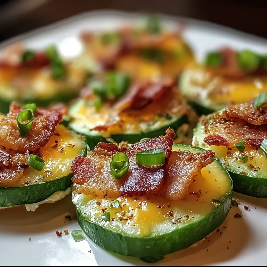 Low-carb cucumber bites with bacon.