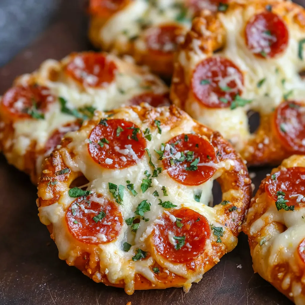 A plate of garlic butter pepperoni pizza pretzels.