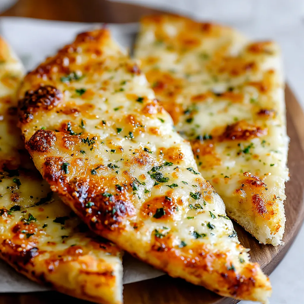 A slice of garlic bread with cheese.