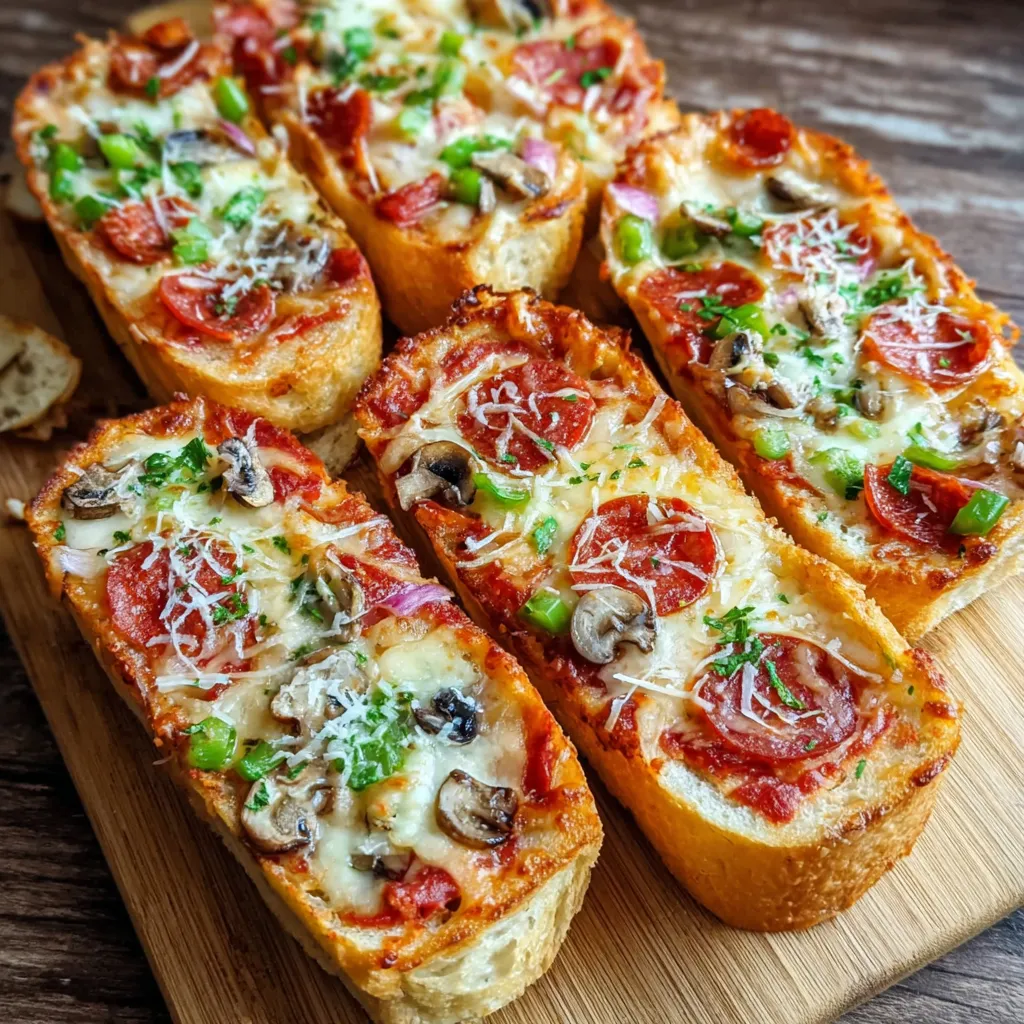 A pizza with mushrooms and tomatoes on a wooden cutting board.
