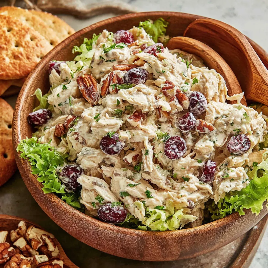 A bowl of Cranberry Chicken Salad.