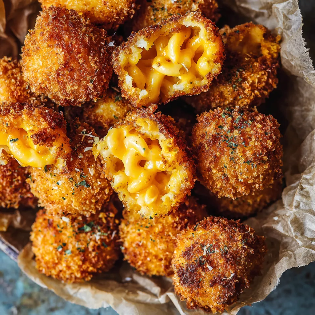 A bowl of mac and cheese bites.
