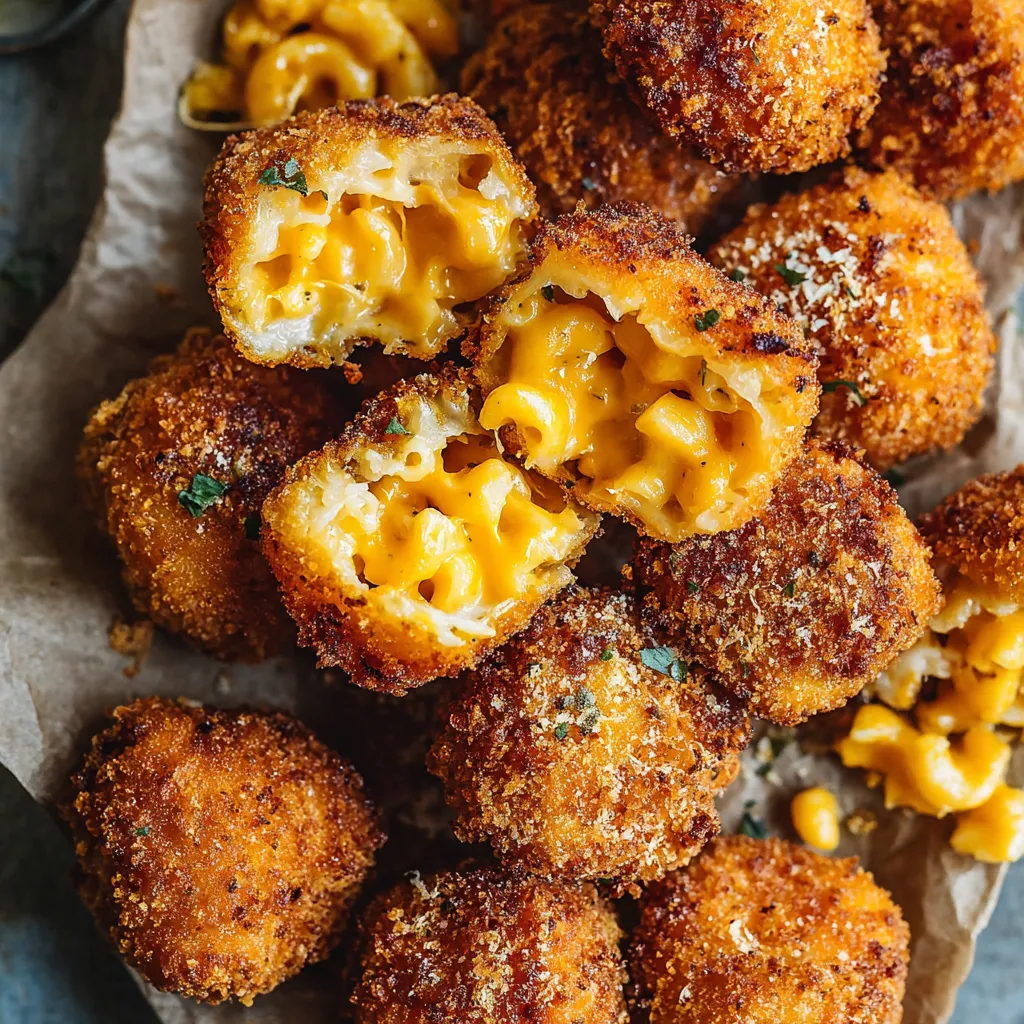 A plate of mac and cheese bites.