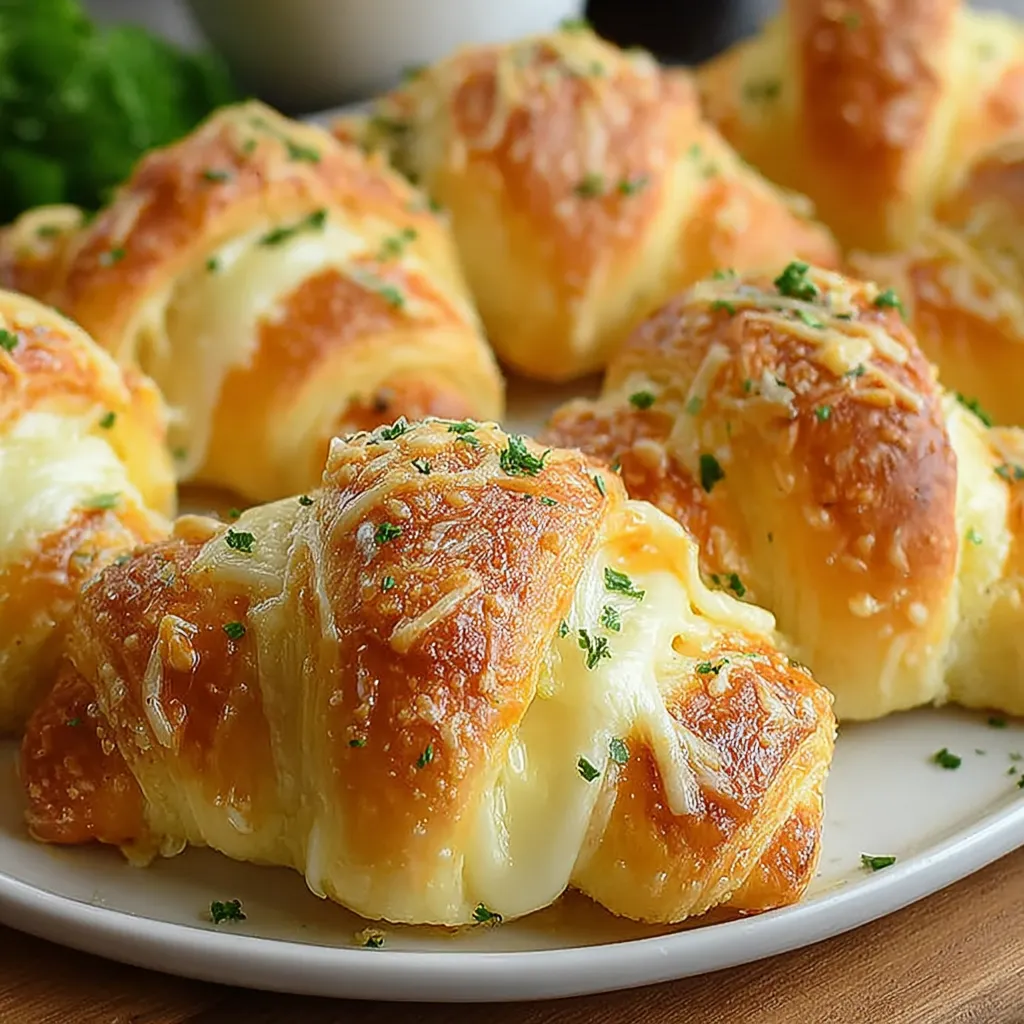 A plate of cheesy garlic crescent rolls.