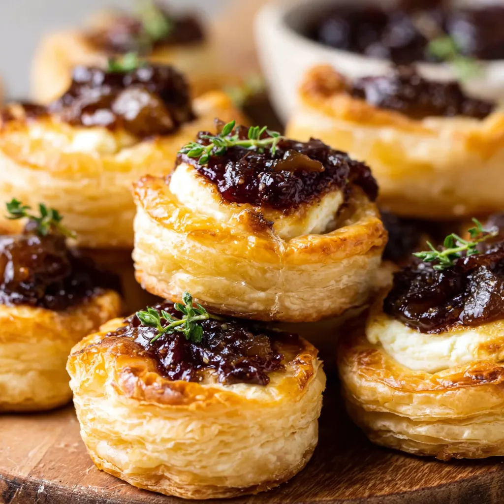 Goat cheese and fig puff pastry tarts.
