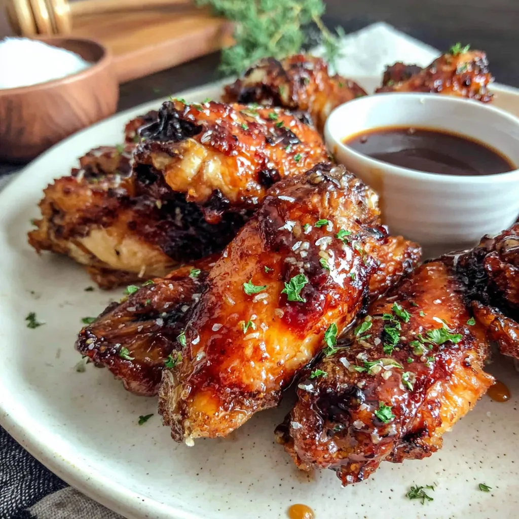 A plate of hot honey chicken wings.