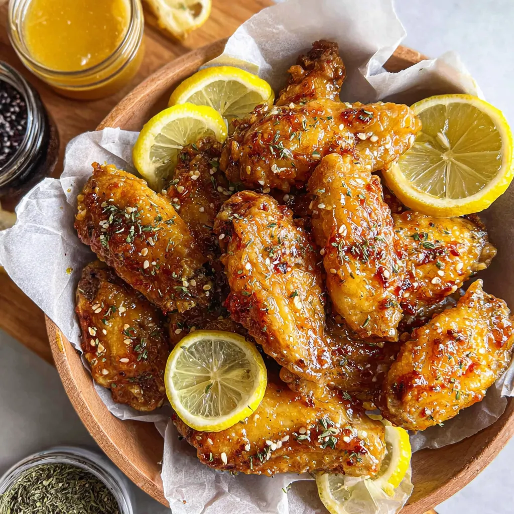 A bowl of honey lemon pepper wings.
