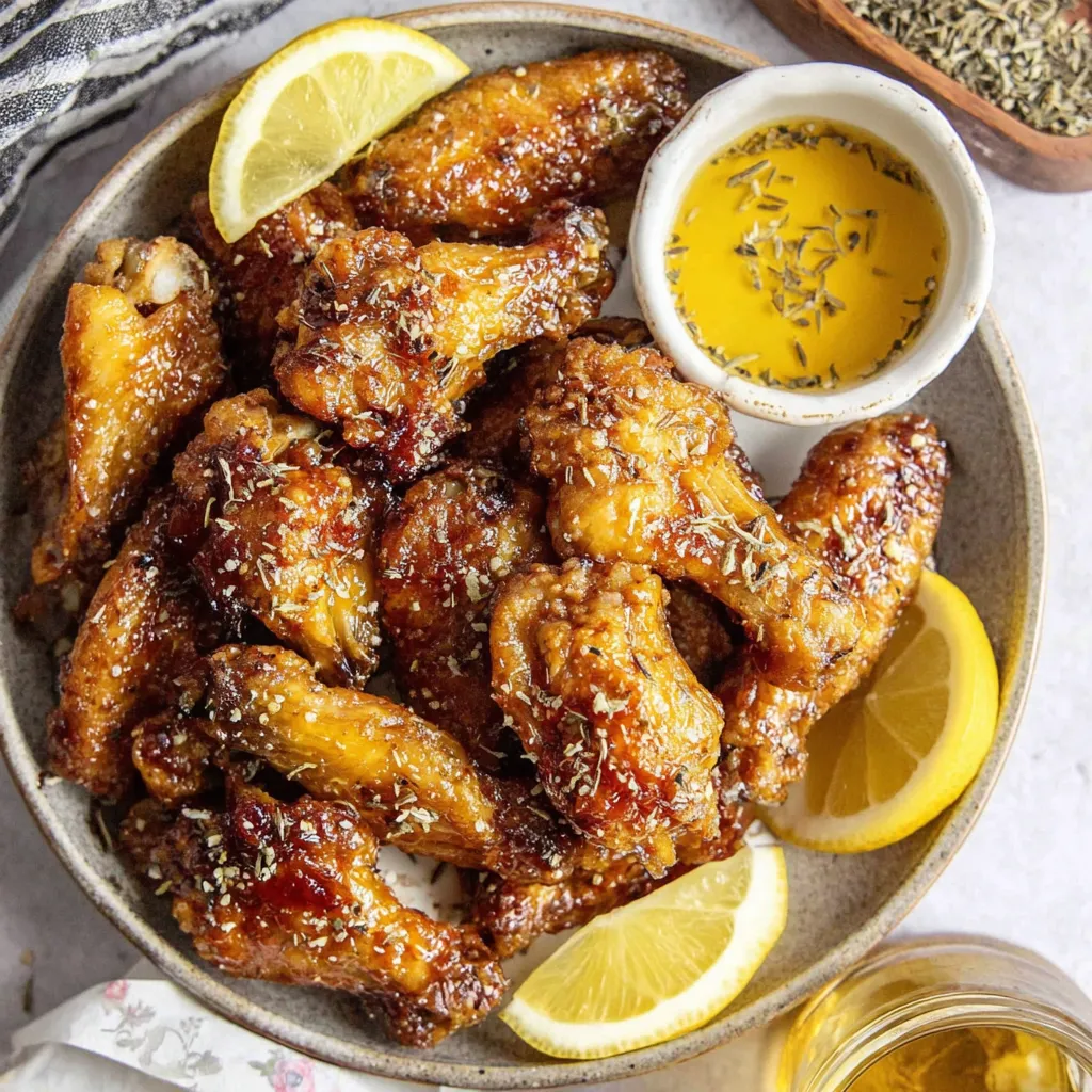 A bowl of honey lemon pepper wings.